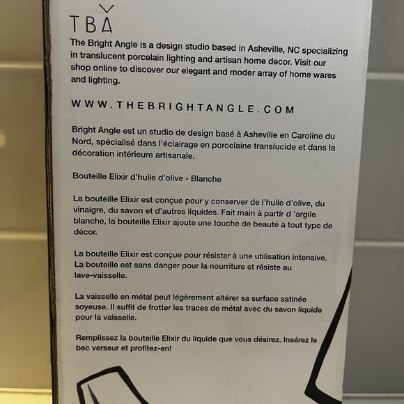 The Bright Angle Olive Oil Vinegar Bottle Elixir POUR WITH LOVE 24 oz NIB - Picture 8 of 9